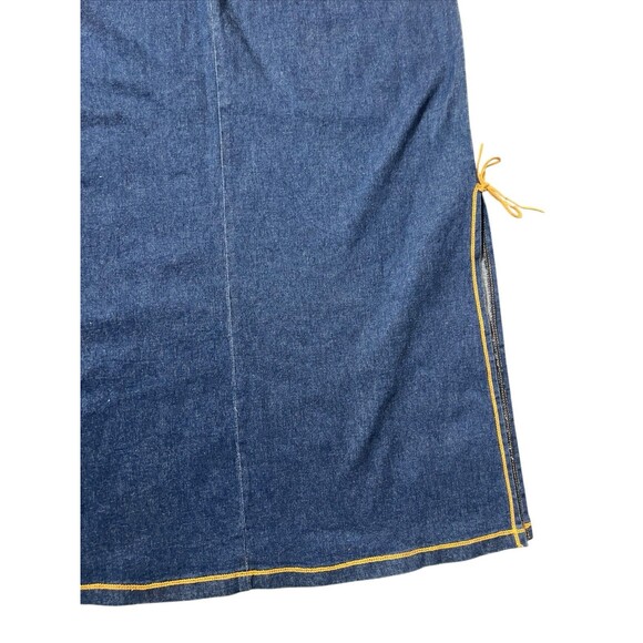Vtg moa USA Denim Maxi Skirt 2XL Stretchy 90s Grunge Side Slit Y2K - Picture 9 of 16